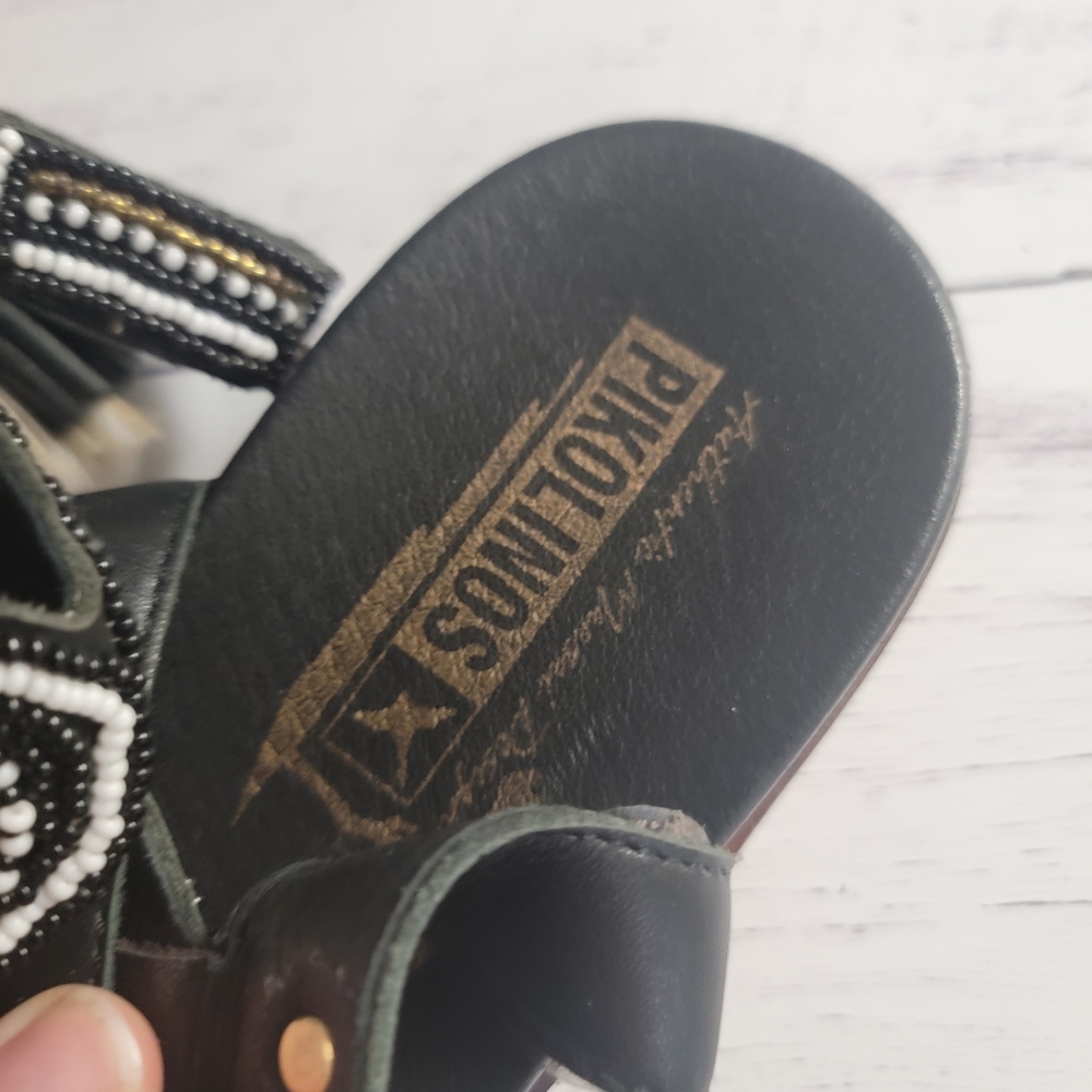 Pikolinos, Elegant Black Beaded Wrap Sandal, Size 40 (81/2-9) - Picture 2 of 5